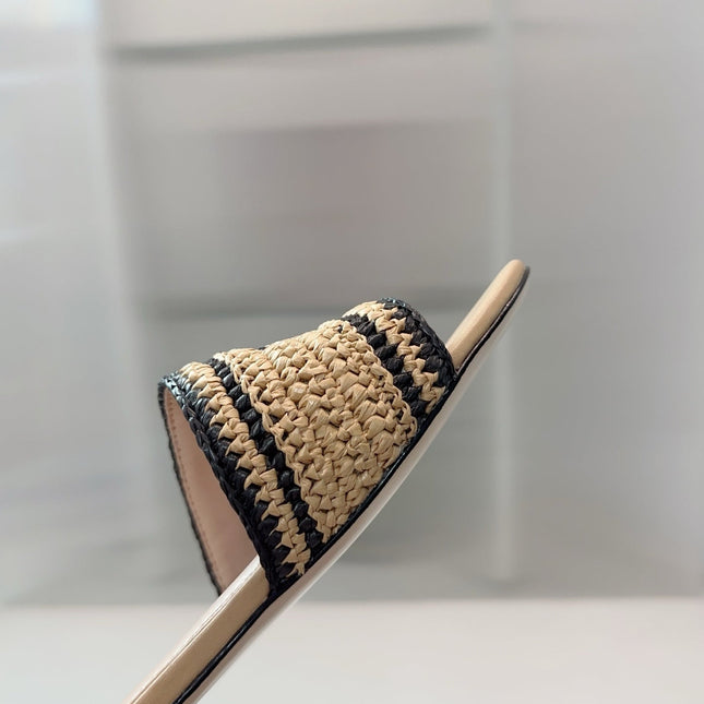 DIOR 26S WOVEN-STRAP SANDALS IN BEIGE CALFSKIN