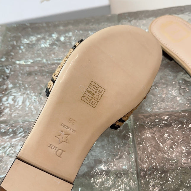 DIOR 26S WOVEN-STRAP SANDALS IN BEIGE CALFSKIN