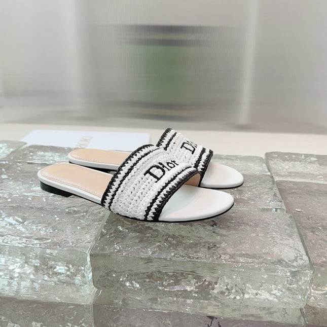 DIOR 26S WOVEN-STRAP SANDALS IN WHITE CALFSKIN