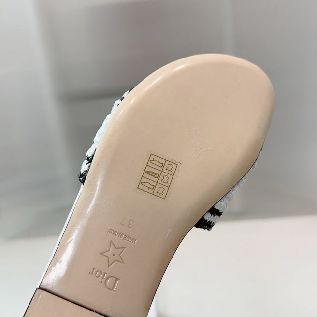 DIOR 26S WOVEN-STRAP SANDALS IN WHITE CALFSKIN