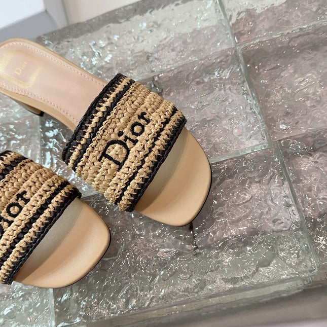 DIOR 26S WOVEN-STRAP HIGH-HEEL SANDALS IN BEIGE CALFSKIN