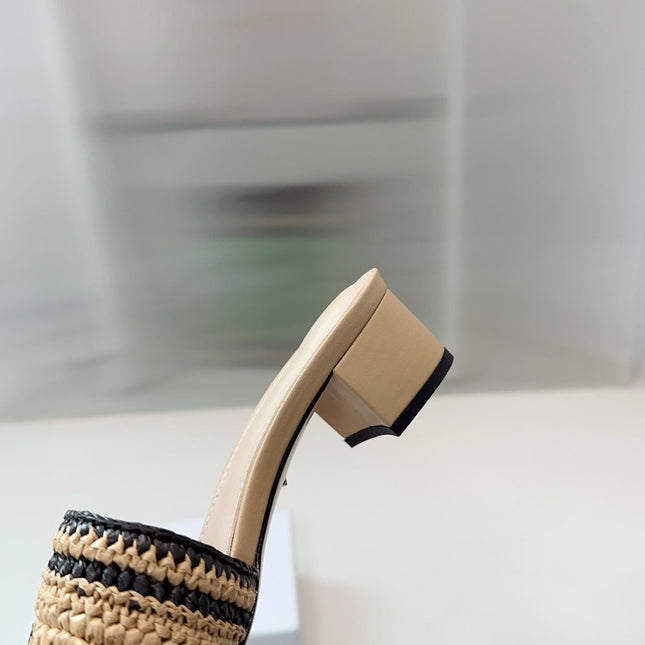 DIOR 26S WOVEN-STRAP HIGH-HEEL SANDALS IN BEIGE CALFSKIN