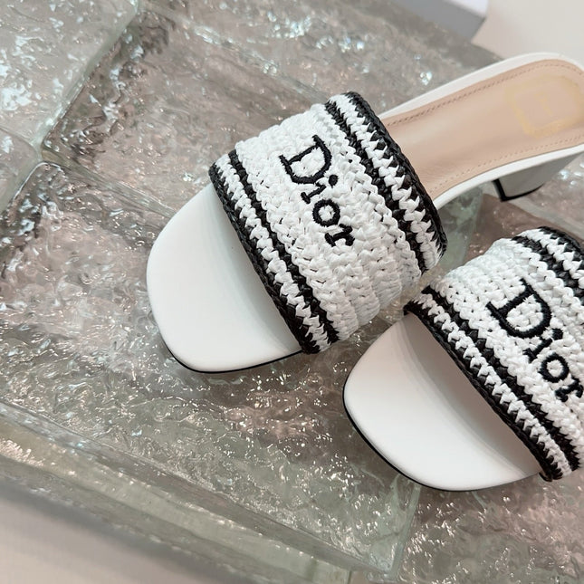 DIOR 26S WOVEN-STRAP HIGH-HEEL SANDALS IN WHITE CALFSKIN