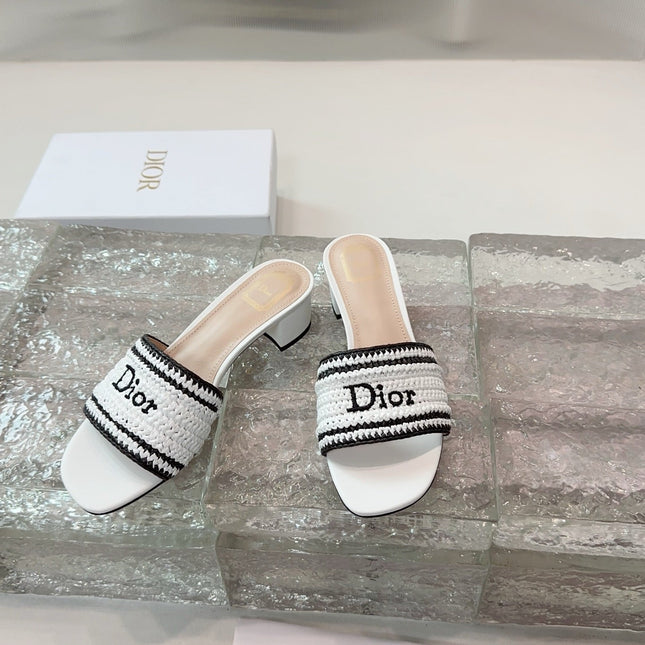 DIOR 26S WOVEN-STRAP HIGH-HEEL SANDALS IN WHITE CALFSKIN