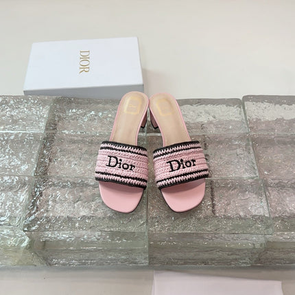 DIOR 26S WOVEN-STRAP HIGH-HEEL SANDALS IN LIGHT PINK CALFSKIN