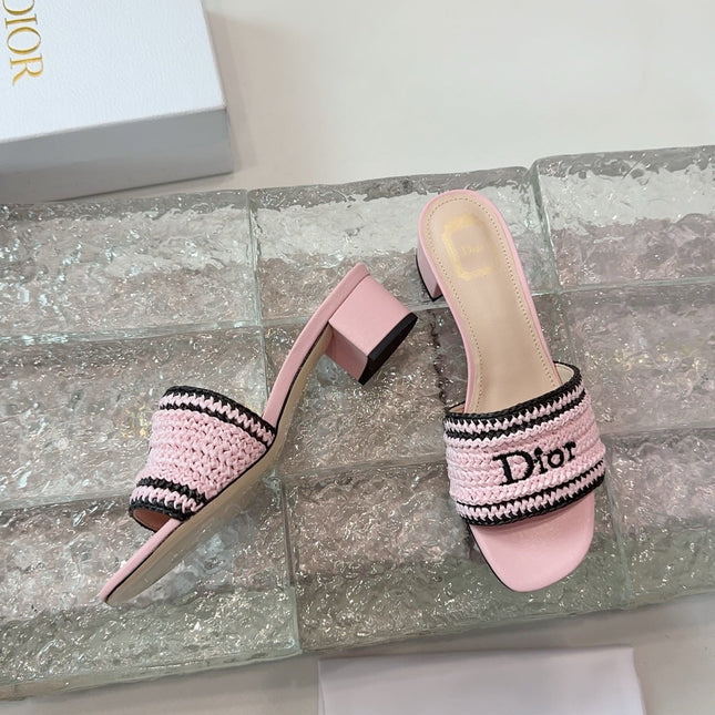 DIOR 26S WOVEN-STRAP HIGH-HEEL SANDALS IN LIGHT PINK CALFSKIN