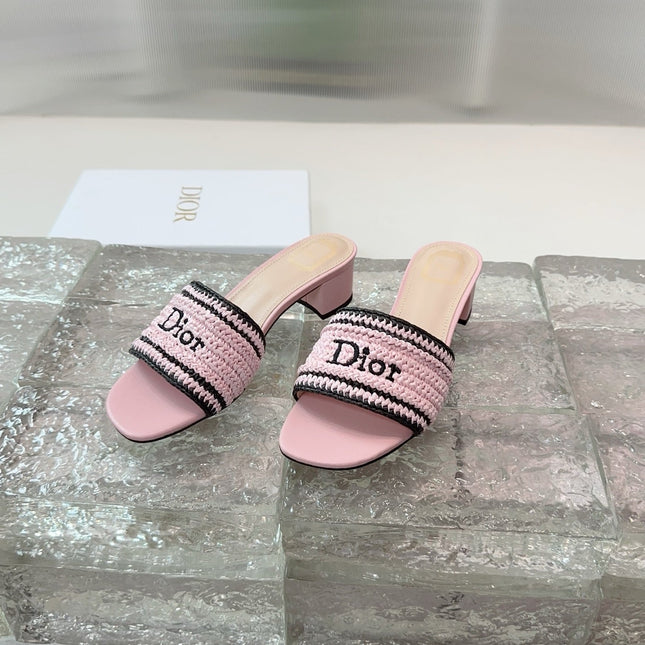 DIOR 26S WOVEN-STRAP HIGH-HEEL SANDALS IN LIGHT PINK CALFSKIN