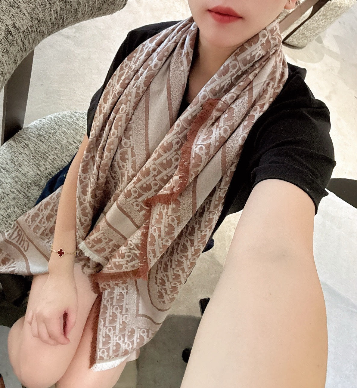 DIOR 26S SCARF 140CM IN CASHMERE 280065