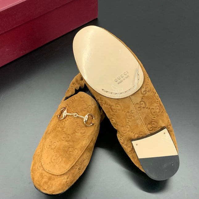 GUCCI 26S LOAFERS IN BROWN SUEDE