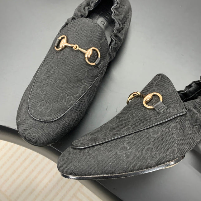 GUCCI 26S LOAFERS IN BLACK CANVAS