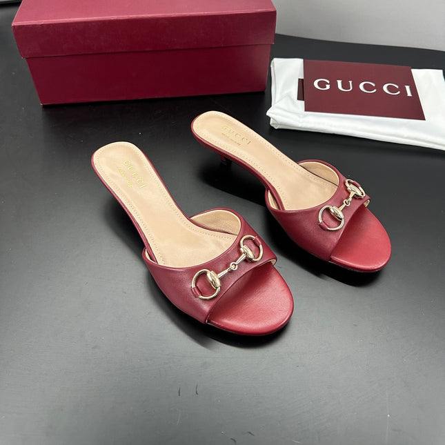 GUCCI 26S HIGH-HEELED SANDALS 50 MM IN RED CALFSKIN