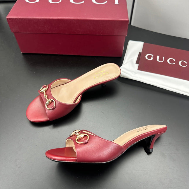 GUCCI 26S HIGH-HEELED SANDALS 50 MM IN RED CALFSKIN