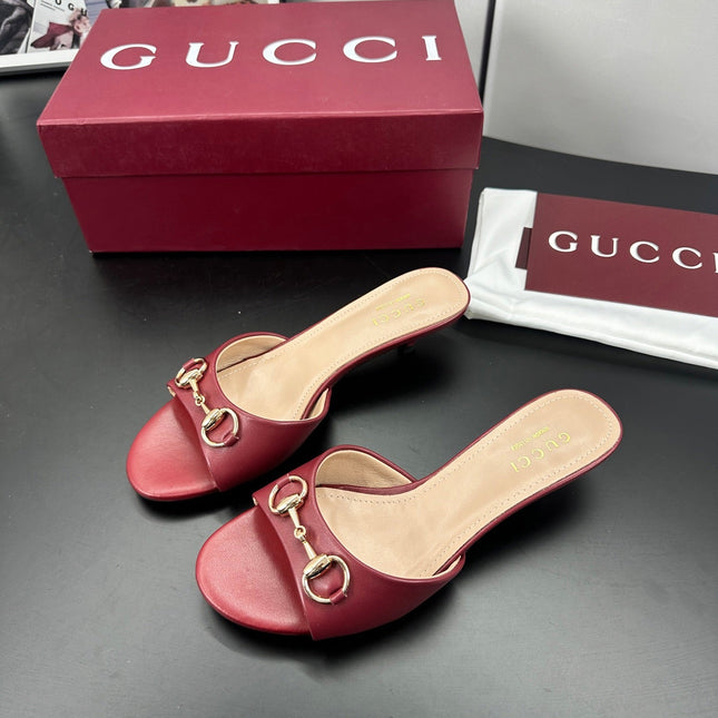 GUCCI 26S HIGH-HEELED SANDALS 50 MM IN RED CALFSKIN