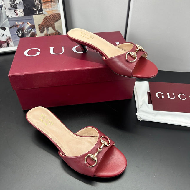GUCCI 26S HIGH-HEELED SANDALS 50 MM IN RED CALFSKIN