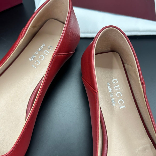 GUCCI 26S VITTORIA BALLERINA SHOES IN RED CALFSKIN