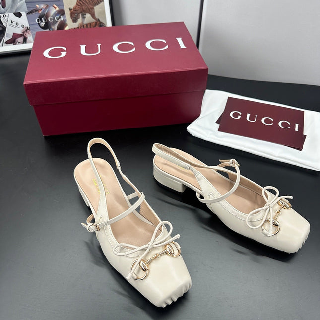 GUCCI 26S SLINGBACK 25 MM IN CREAM WHITE CALFSKIN
