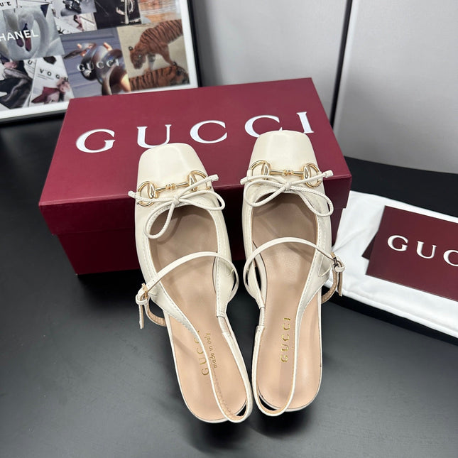 GUCCI 26S SLINGBACK 25 MM IN CREAM WHITE CALFSKIN