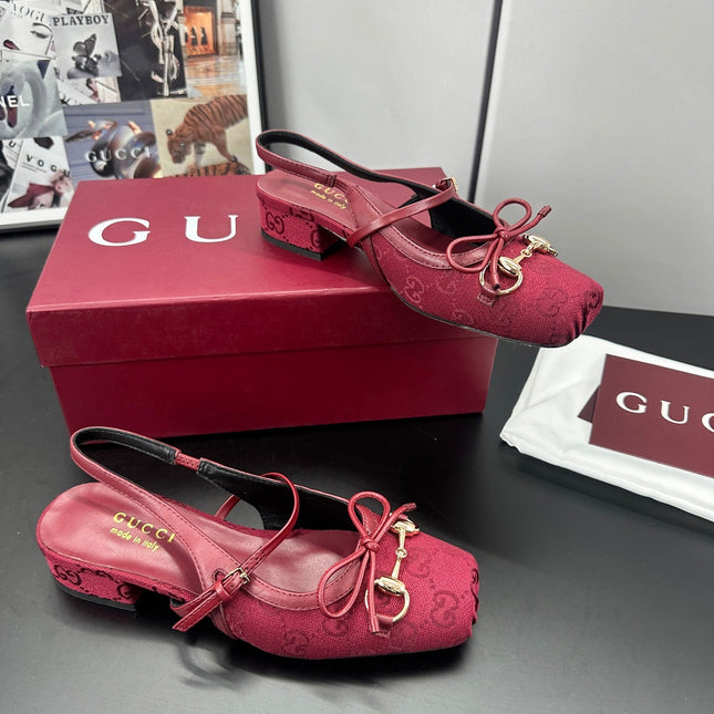 GUCCI 26S SLINGBACK 25 MM IN RED CANVAS