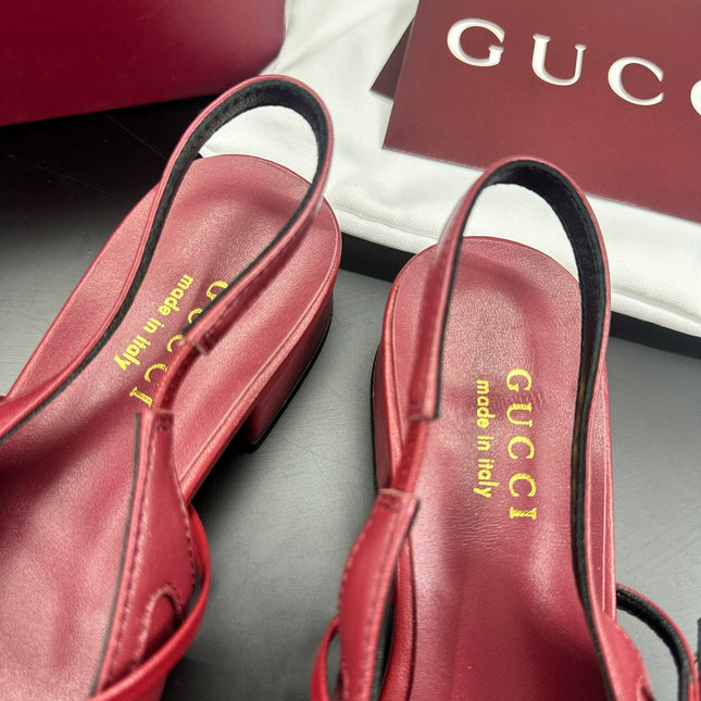 GUCCI 26S SLINGBACK 25 MM IN RED CALFSKIN