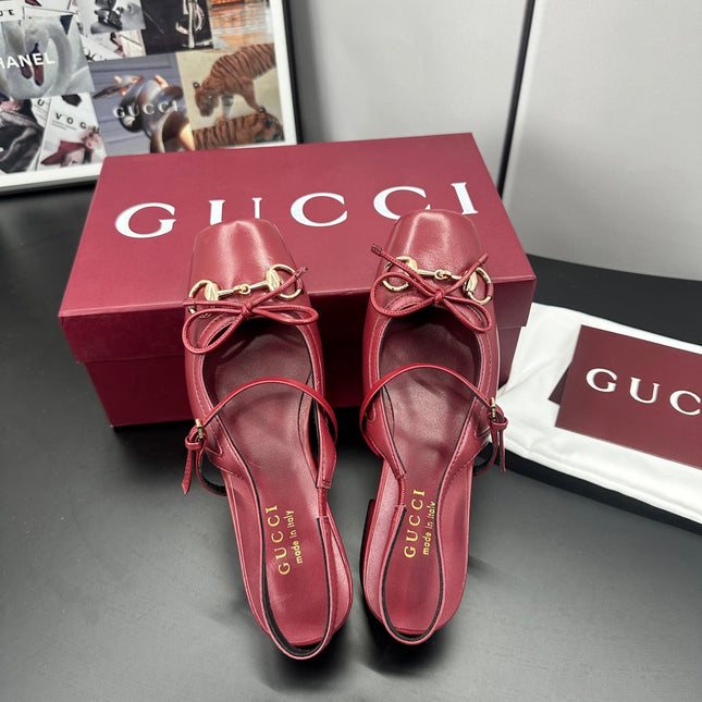GUCCI 26S SLINGBACK 25 MM IN RED CALFSKIN