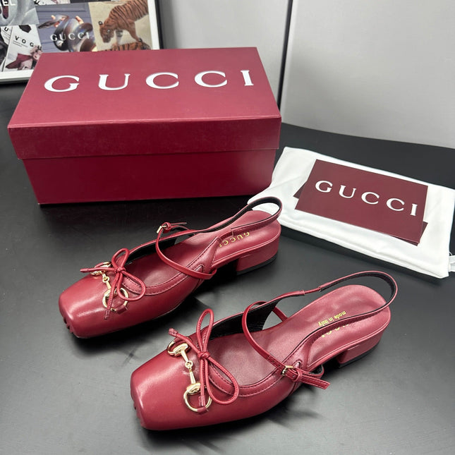 GUCCI 26S SLINGBACK 25 MM IN RED CALFSKIN