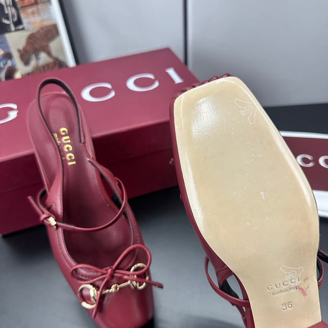 GUCCI 26S SLINGBACK 25 MM IN RED CALFSKIN