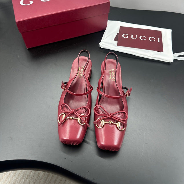 GUCCI 26S SLINGBACK 25 MM IN RED CALFSKIN