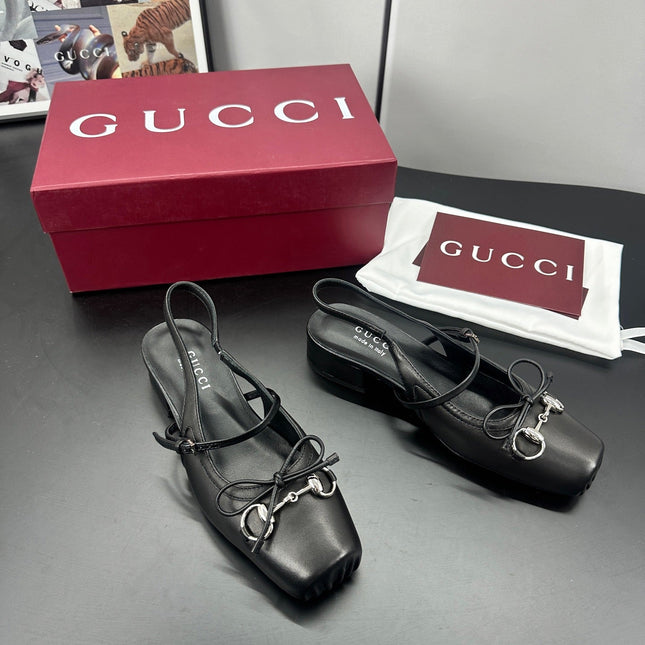 GUCCI 26S SLINGBACK 25 MM IN BLACK CALFSKIN