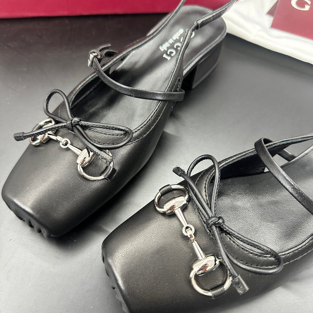 GUCCI 26S SLINGBACK 25 MM IN BLACK CALFSKIN