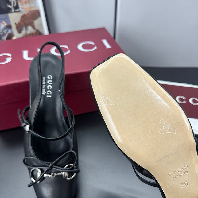 GUCCI 26S SLINGBACK 25 MM IN BLACK CALFSKIN
