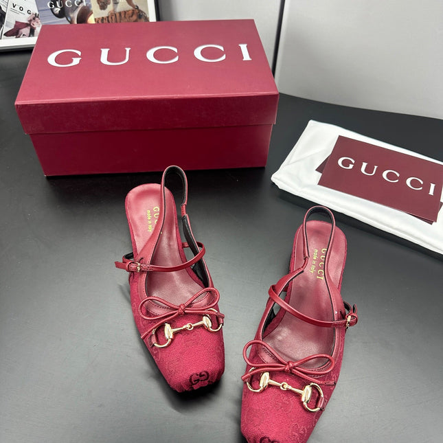 GUCCI 26S SLINGBACK 25 MM IN RED CANVAS