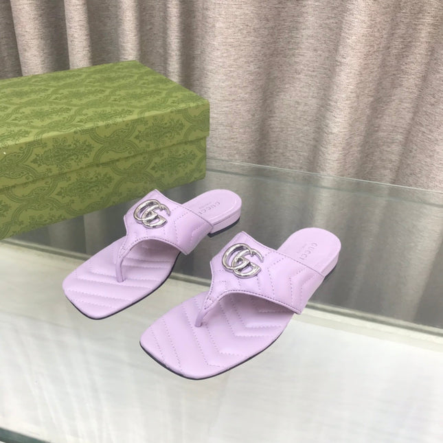 GG  marmont logo - embellished mattelasse leather sandal in purple