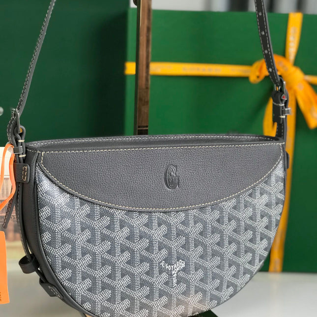 HIRONDELLE BAG 25 IN GRAY LAMBSKIN AND GOYARDINE CANVAS