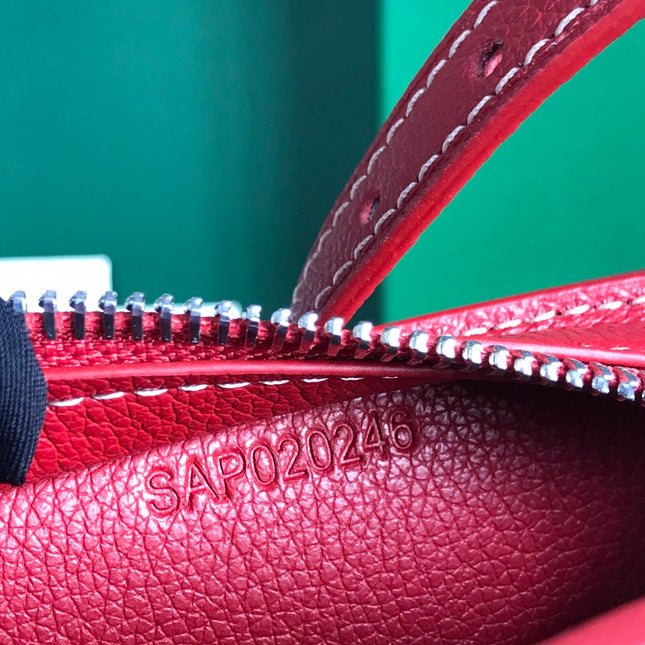 HIRONDELLE BAG 25 IN CLASSIC RED LAMBSKIN AND GOYARDINE CANVAS