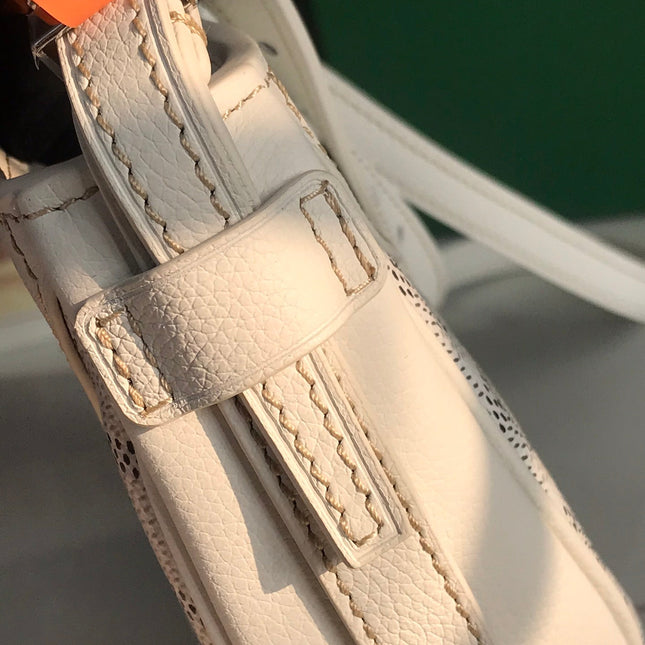 HIRONDELLE BAG 25 IN WHITE LAMBSKIN AND GOYARDINE CANVAS