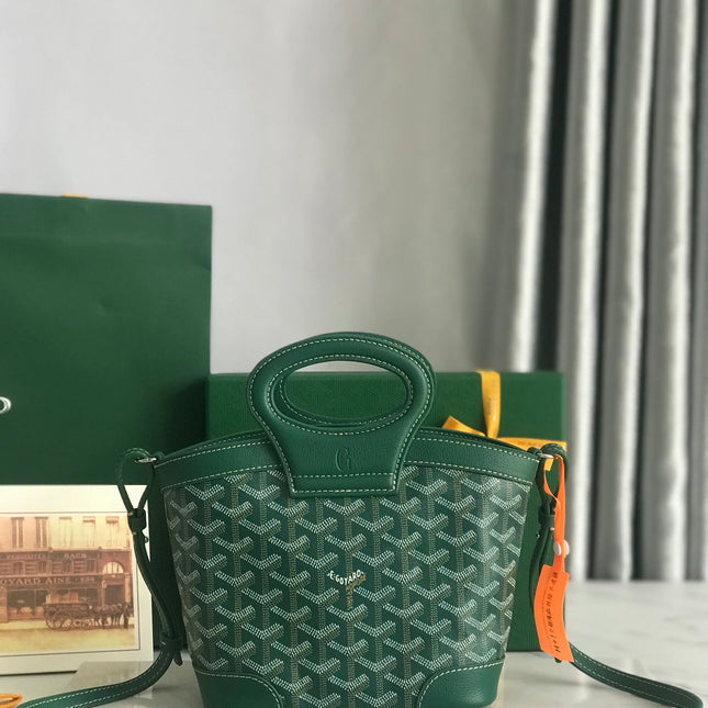 GOYA 26S BELUGA MINI BAG 23CM IN DEEP TEAL GREEN GOYARDINE CANVAS AND CALFSKIN