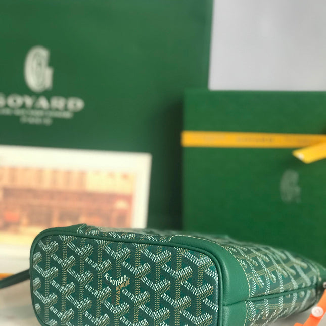 GOYA 26S BELUGA MINI BAG 23CM IN DEEP TEAL GREEN GOYARDINE CANVAS AND CALFSKIN