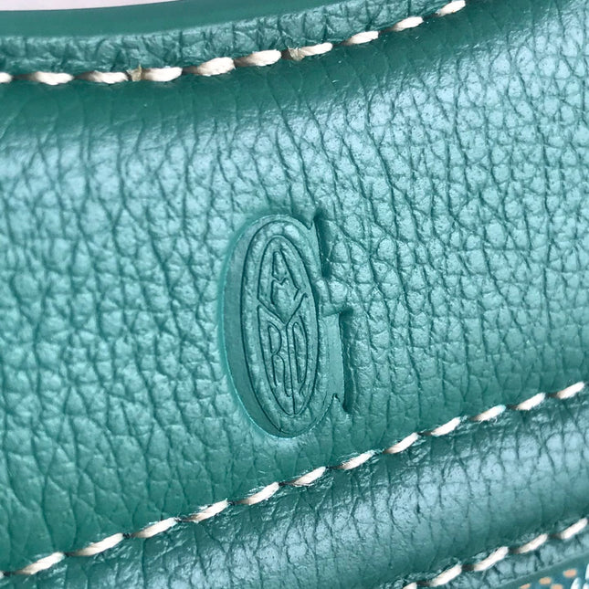 GOYA 26S BELUGA MINI BAG 23CM IN DEEP TEAL GREEN GOYARDINE CANVAS AND CALFSKIN