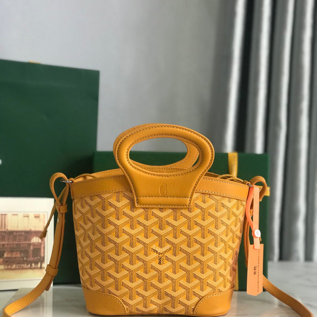 GOYA 26S BELUGA MINI BAG 23CM IN HONEY YELLOW GOYARDINE CANVAS AND CALFSKIN