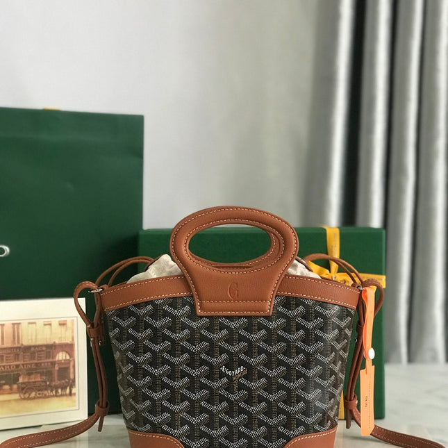 GOYA 26S BELUGA MINI BAG 23CM IN BROWN GOYARDINE CANVAS AND CALFSKIN