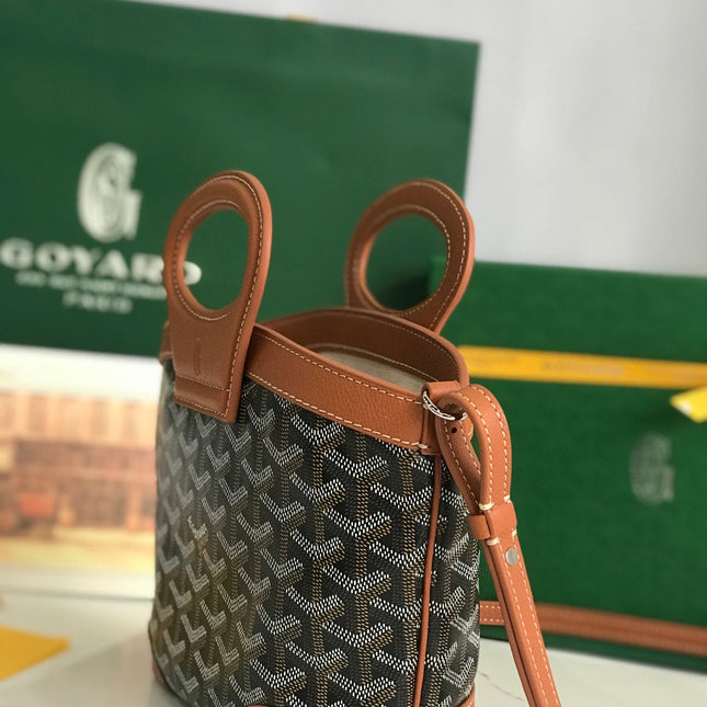 GOYA 26S BELUGA MINI BAG 23CM IN BROWN GOYARDINE CANVAS AND CALFSKIN