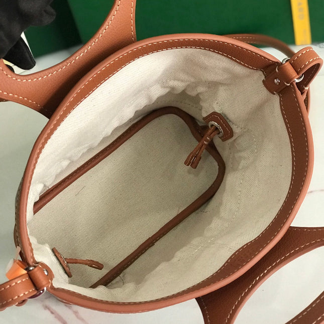 GOYA 26S BELUGA MINI BAG 23CM IN BROWN GOYARDINE CANVAS AND CALFSKIN