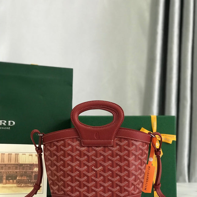 GOYA 26S BELUGA MINI BAG 23CM IN DARK RED GOYARDINE CANVAS AND CALFSKIN