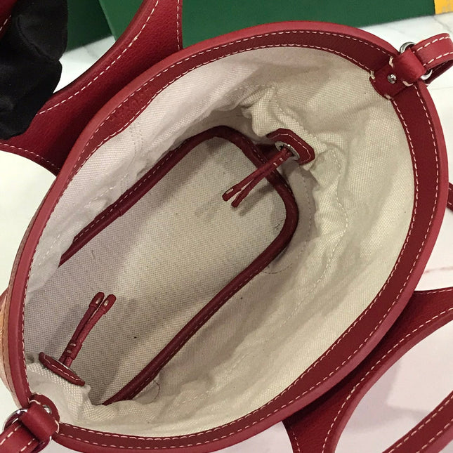 GOYA 26S BELUGA MINI BAG 23CM IN DARK RED GOYARDINE CANVAS AND CALFSKIN
