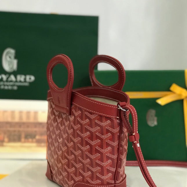 GOYA 26S BELUGA MINI BAG 23CM IN DARK RED GOYARDINE CANVAS AND CALFSKIN