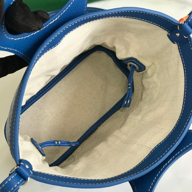 GOYA 26S BELUGA MINI BAG 23CM IN BLUE GOYARDINE CANVAS AND CALFSKIN