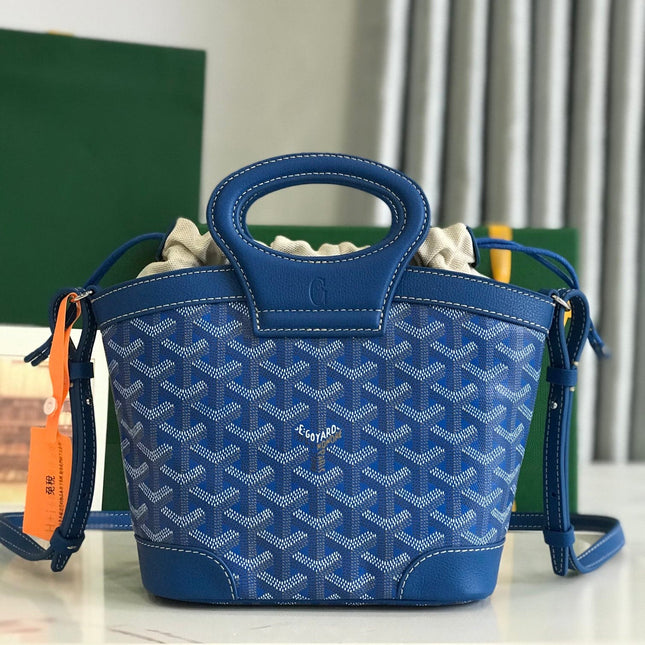 GOYA 26S BELUGA MINI BAG 23CM IN BLUE GOYARDINE CANVAS AND CALFSKIN