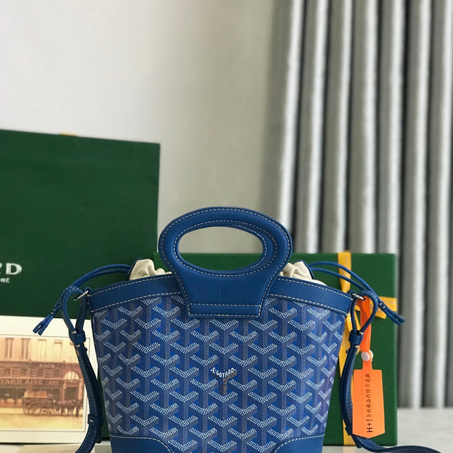 GOYA 26S BELUGA MINI BAG 23CM IN BLUE GOYARDINE CANVAS AND CALFSKIN
