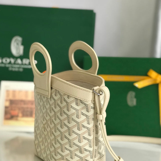 GOYA 26S BELUGA MINI BAG 23CM IN IVORY WHITE GOYARDINE CANVAS AND CALFSKIN