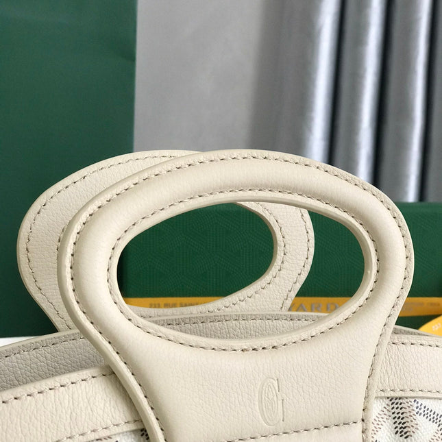 GOYA 26S BELUGA MINI BAG 23CM IN IVORY WHITE GOYARDINE CANVAS AND CALFSKIN